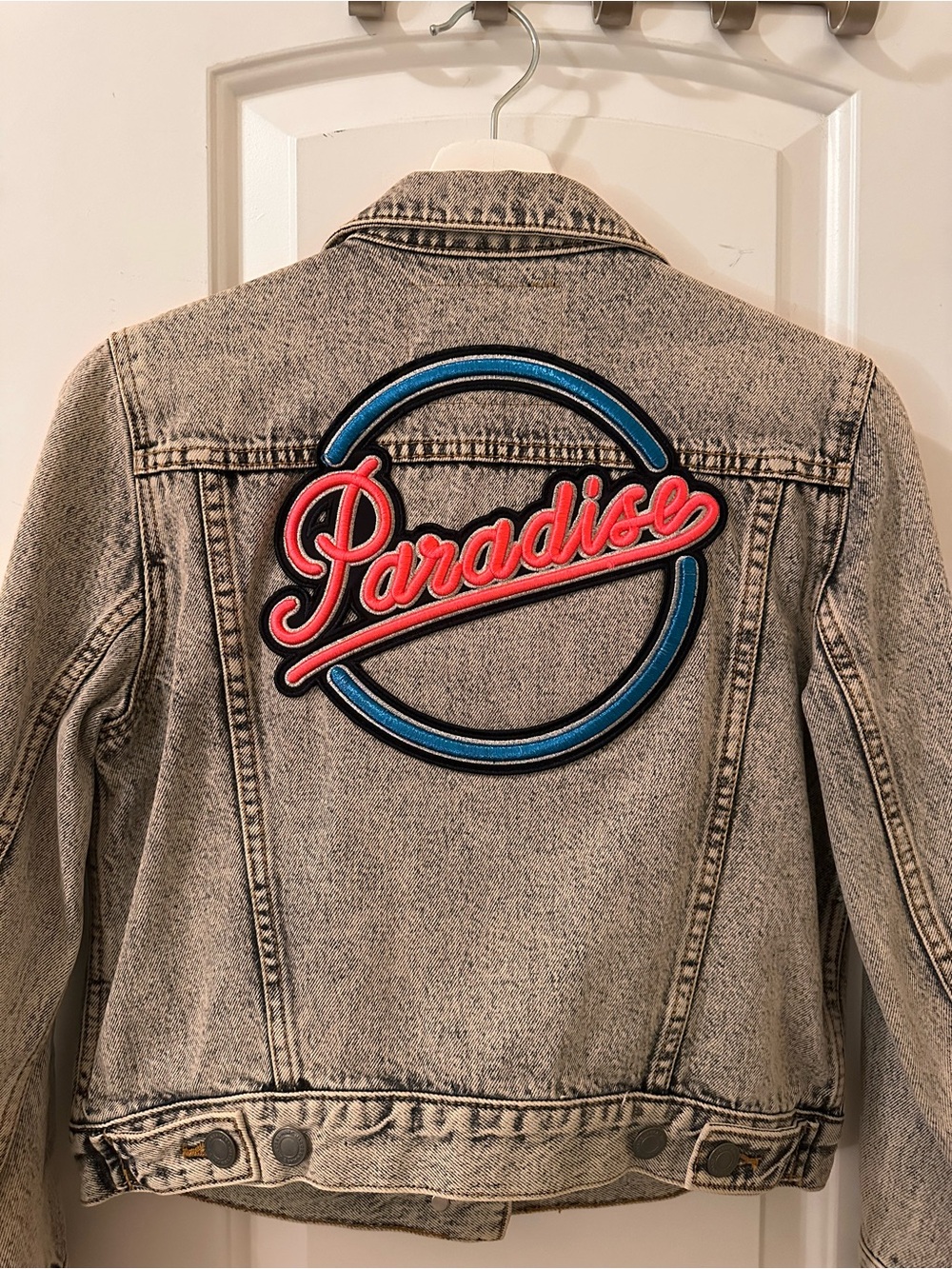 Marc Jacobs Paradise Acid Wash Denim Jacket Pins Patches Rare - Picture 3 of 16